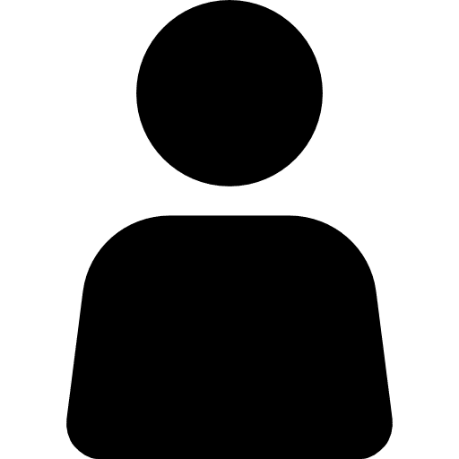 Ikona siluety osoby, jednoduchý černý piktogram na bílém pozadí pro rozpoznávání uživatele nebo profilový obrázek.