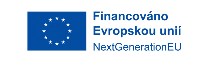 Financováno Evropskou Unií, program NextGenerationEU, logo s dvanácti hvězdami na modrém pozadí.